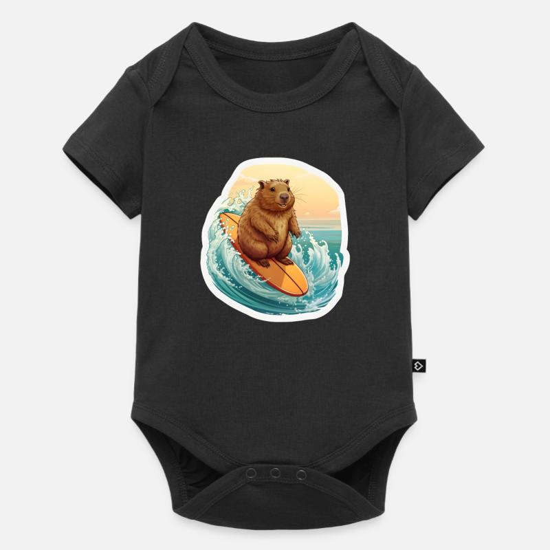 Capybara Surfer - Baby Premium Kurzarmbody - Schwarz