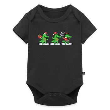 3 Christmas Crocodiles Santa Claus Xmas - Baby Premium short-sleeve bodysuit - black - Front