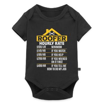 Roofer Hourly Rate - Roof Worker Funny Roofer - Baby Premium Kurzarmbody - Schwarz - Vorne