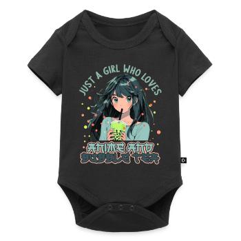 Just a girl who loves Anime and Boba Bubble Tea - Baby Premium Kurzarmbody - Schwarz - Vorne