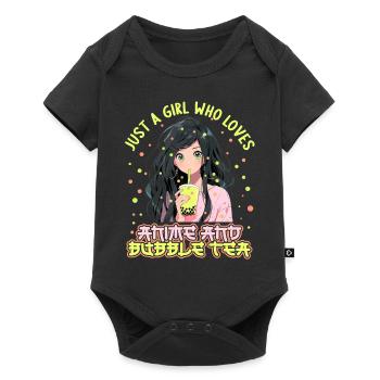 Just a girl who loves Anime and Boba Bubble Tea - Baby Premium Kurzarmbody - Schwarz - Vorne