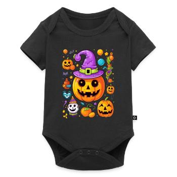 Cool Halloween pop art design citrouille et chapeau de sorcière - Body à manches courtes Premium Bébé - noir - Devant