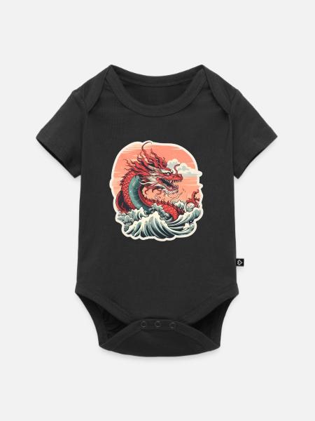 Japanischer Drache - Baby Premium Kurzarmbody - Schwarz