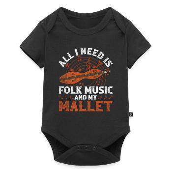 Dulcimer All I Need Is Folk Music And My Mallet - Baby Premium Kurzarmbody - Schwarz - Vorne