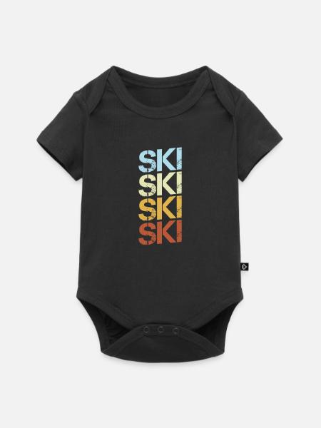 Ski Retro - Baby Premium Kurzarmbody - Schwarz