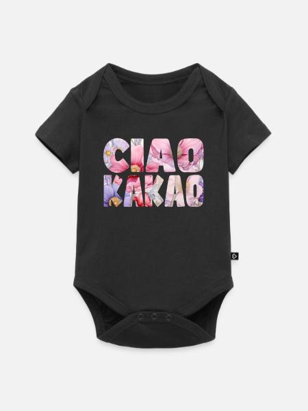 Ciao Kakao Blumenmuster - Baby Premium Kurzarmbody - Schwarz