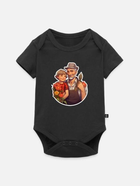 Rahmen Opa & Enkelin - Baby Premium Kurzarmbody - Schwarz