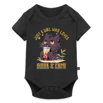 Anime Kawaii just a girl who loves Boba and Cats - Baby Premium Kurzarmbody - Schwarz - Vorne