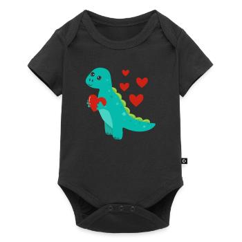 Saint-Valentin Dinosaure Heart Funny Animal Love - Body à manches courtes Premium Bébé - noir - Devant