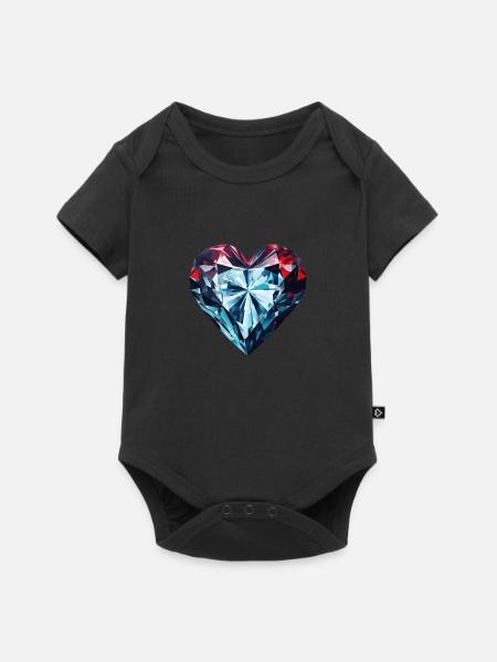Diamant Herzform - Baby Premium Kurzarmbody - Schwarz