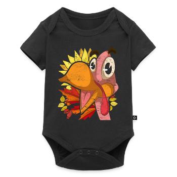 Autumn Foliage Sunflower Bird Gift Turkey - Baby Premium short-sleeve bodysuit - black - Front