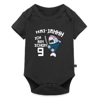 9. Geburtstag Ninja 9 Jahre Ninja Hai Kostüm - Baby Premium Kurzarmbody - Schwarz - Vorne