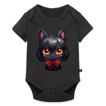 Chat noir Kawaii - Body à manches courtes Premium Bébé - noir - Devant