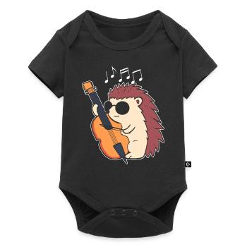 Igel spielt Cello Cello-Spieler - Baby Premium Kurzarmbody - Schwarz - Vorne