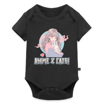 Anime et chats Kawaii Girl Anime - Body à manches courtes Premium Bébé - noir - Devant