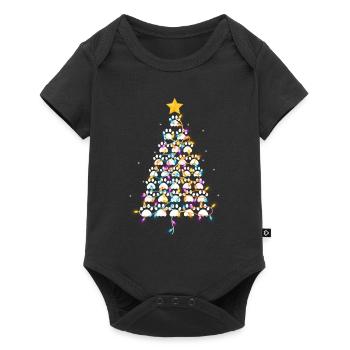 Dog Paw Print Puppy Christmas Tree Lights Cool - Baby Premium short-sleeve bodysuit - black - Front