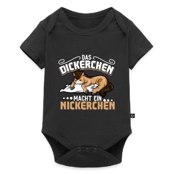 Pferd - Das Dickerchen macht ein Nickerchen - Baby Premium Kurzarmbody - Schwarz - Vorne