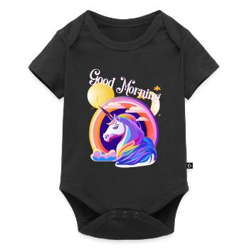 Good morning unicorn, get me through the day - Baby Premium short-sleeve bodysuit - black - Front