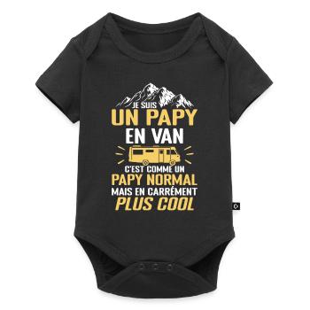 Cadeau Papy Van Camping Car Voyage Cadeau Papy - Body à manches courtes Premium Bébé - noir - Devant
