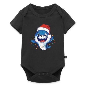 Père Noël Requin Lumières de Noël Drôle - Body à manches courtes Premium Bébé - noir - Devant
