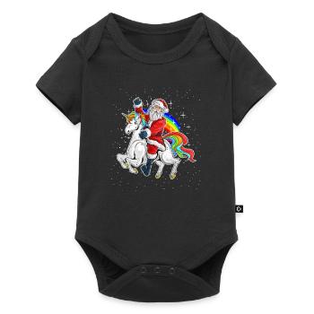Christmas Cute Santa Claus Riding - Baby Premium short-sleeve bodysuit - black - Front