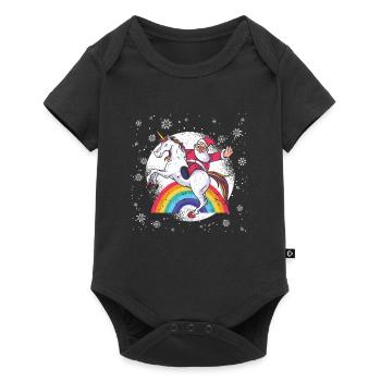 Christmas Cute Santa Claus Riding - Baby Premium short-sleeve bodysuit - black - Front