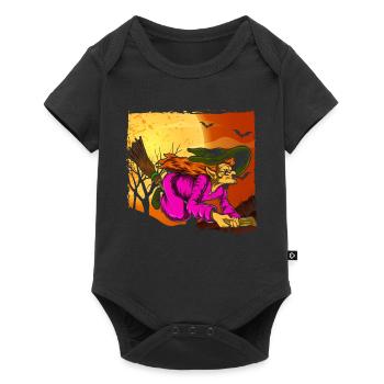 Witch's Broom Halloween Gift Full Moon Witch - Baby Premium short-sleeve bodysuit - black - Front