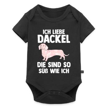 Hund Dackel - Baby Premium Kurzarmbody - Schwarz - Vorne
