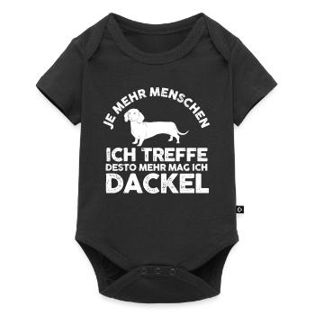 Hund Dackel - Baby Premium Kurzarmbody - Schwarz - Vorne