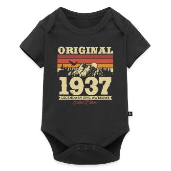 Birthday present born in 1937 86/87 years - Baby Premium short-sleeve bodysuit - black - Front