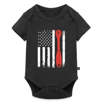 Auto Mechanic Ratchet Wrench Car Mechanic US Flag - Baby Premium short-sleeve bodysuit - black - Front