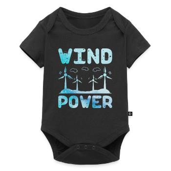Énergie éolienne, éolienne, énergies renouvelables, - Body à manches courtes Premium Bébé - noir - Devant