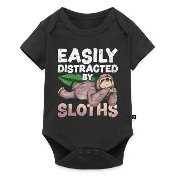 Easily distracted by sloths Funny sloth - Baby Premium short-sleeve bodysuit - black - Front