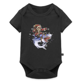 Weihnachtsmann Reiten Hai Weihnachten Fisch Merry - Baby Premium Kurzarmbody - Schwarz - Vorne