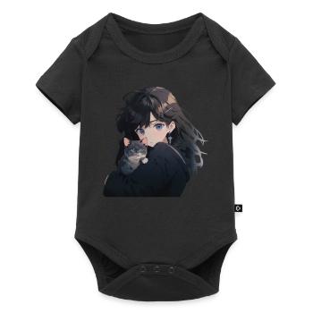 Anime et chats Kawaii Girl Anime - Body à manches courtes Premium Bébé - noir - Devant