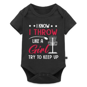 Disc Golf I Know I Throw Like A Girl - Baby Premium short-sleeve bodysuit - black - Front