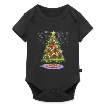 Bouledogue Français Arbre de Noël Chien Père Noël - Body à manches courtes Premium Bébé - noir - Devant