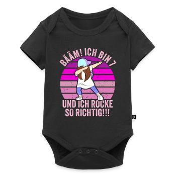 7 Jahre Mädchen Geschenk 7. Geburtstag Sieben - Baby Premium Kurzarmbody - Schwarz - Vorne