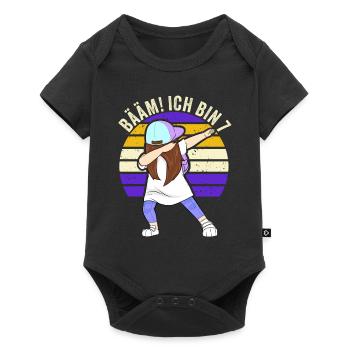7 Jahre Mädchen Geschenk 7. Geburtstag Sieben - Baby Premium Kurzarmbody - Schwarz - Vorne