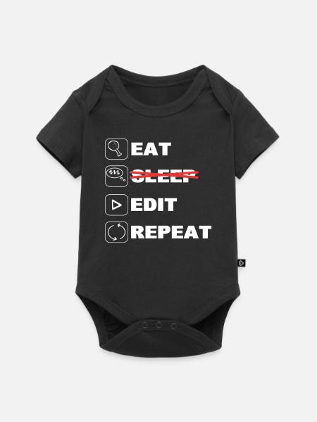 Eat Edit Edit Repeat Videobearbeiter - Baby Premium Kurzarmbody - Schwarz