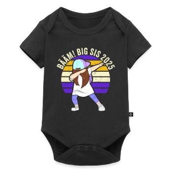 Werdende Schwester Geschenk Ankündigung Schwanger - Baby Premium Kurzarmbody - Schwarz - Vorne