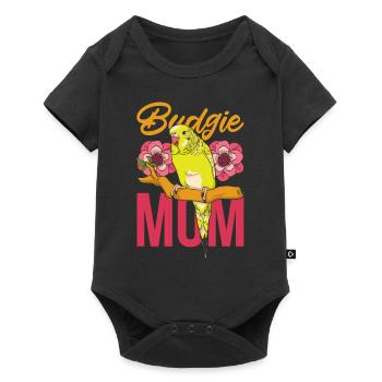 Tier Vogel Mama Muttertag Geschenk Wellensittich - Baby Premium Kurzarmbody - Schwarz - Vorne