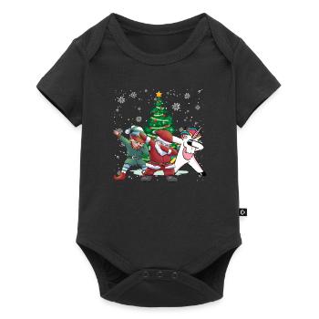 Dabbing Santa Claus Elf Unicorn Christmas Tree - Baby Premium short-sleeve bodysuit - black - Front