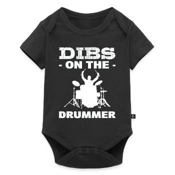 Dibs On The Drummer Schlagzeuger - Baby Premium Kurzarmbody - Schwarz - Vorne