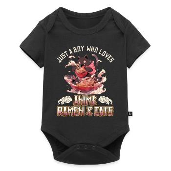Juste un garçon qui aime les ramen et les chats d’anime - Body à manches courtes Premium Bébé - noir - Devant