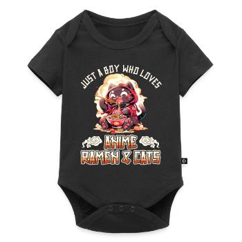 Juste un garçon qui aime les ramen et les chats d’anime - Body à manches courtes Premium Bébé - noir - Devant