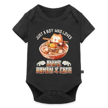 Juste un garçon qui aime les ramen et les chats d’anime - Body à manches courtes Premium Bébé - noir - Devant