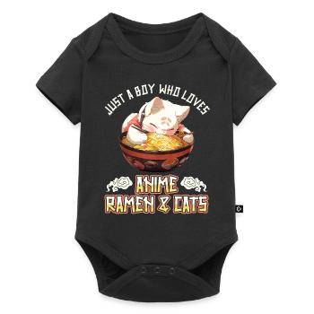 Juste un garçon qui aime les ramen et les chats d’anime - Body à manches courtes Premium Bébé - noir - Devant