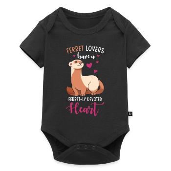 Frettchen Geschenk für Frettchen Besitzer - Baby Premium Kurzarmbody - Schwarz - Vorne