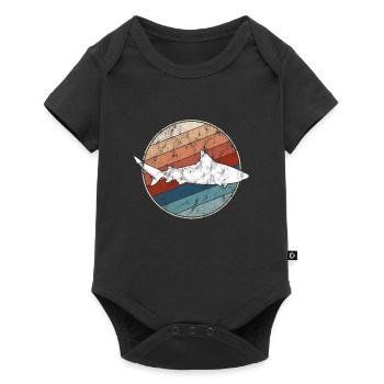 Requin rétro - Body à manches courtes Premium Bébé - noir - Devant